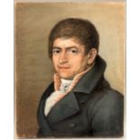Unidentifizierter Künstler, Biedermeier Pastell Malerei mit Biedermeier Rahmen, Portrait, unbekannt