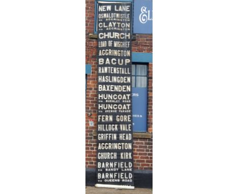 Lancashire - Accrington Corporation blind, 42 Names in total, starting New Lane to Blackburn Via: Clayton Fern Gore Griffin H