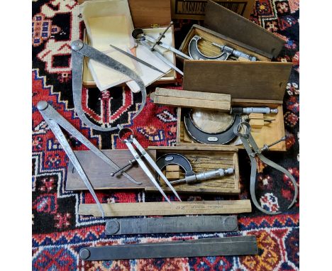 Tools - Moore &amp; Wright, Sheffield micrometers, boxed, measuring instruments including a Chesterman's third patent steel r