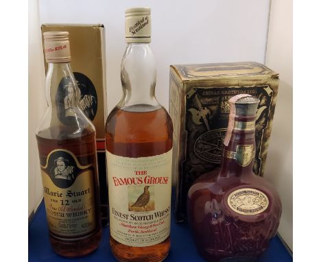Marie Stuart 12 Year Old&nbsp; Scotch Whisky, boxed;&nbsp; The Famous Grouse whisky, 1 litre;&nbsp; Chivas Royal Salute Scotc