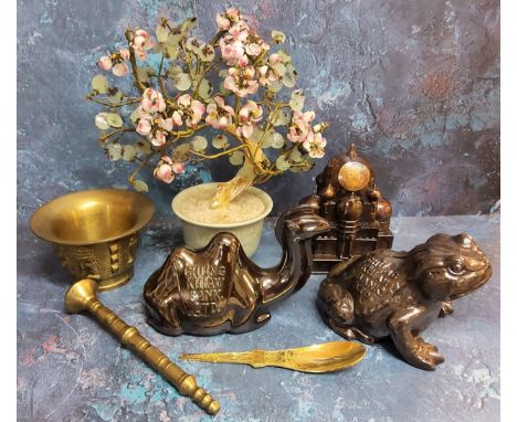 Three novelty Chinese Chung Khiaw Bank money boxes / piggy banks in the form of a toad, camel and Taj Mahal;&nbsp; a Kuala Lu