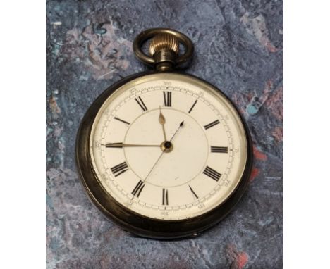 A late Victorian silver open faced&nbsp;fusee centre seconds chronograph, unnamed, movement stamped No.207513, white enamel d