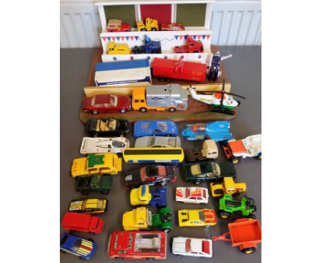 Diecast Vehicles - Corgi, Matchbox, etc, all playworn;&nbsp; a home made stand;&nbsp; etc 