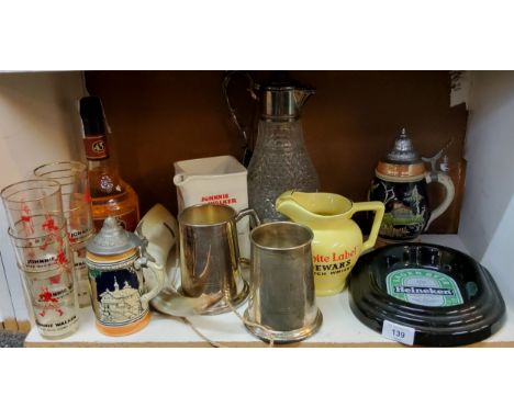 Cuarenta Y Tres licor, 31% 700ml;&nbsp; White Label Dewar's Scotch Whisky jug;&nbsp; Heineken ashtray;&nbsp; Jonnie Walker ju