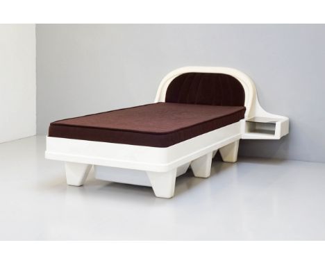 Mid 20th Century Design -&nbsp;JAMES SECCOMBE, model js2000, complete with a shell kapwood headboard and integrated bedside c