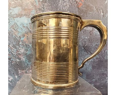 A George III silver spreading cylindrical mug, banded, Barnards, London 1825 