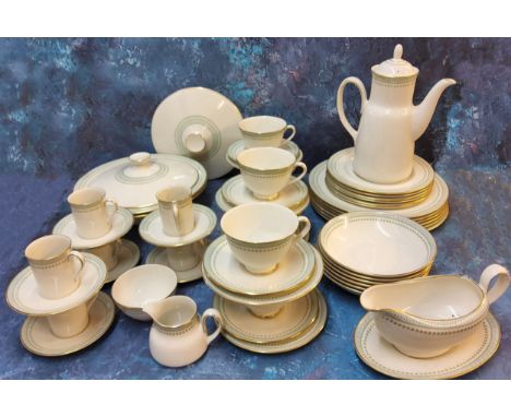A Royal Doulton Berkshire pattern dinner, tea and coffee service, for six, printed mark 