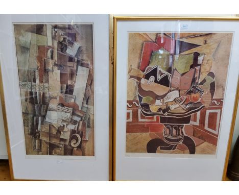 Georges Braque (French 1882-1963) By and After, Man with a Guitar, coloured cubist print, 72.5cm x 39cm, limited edition 190/