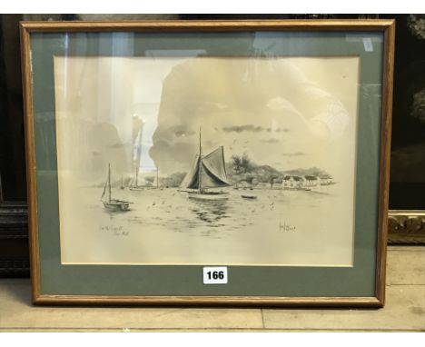 HW Hellings, a study on The Orwell, Pin Mill.  14½ by 10½ins.  In a light wood frame.  Est £30-50