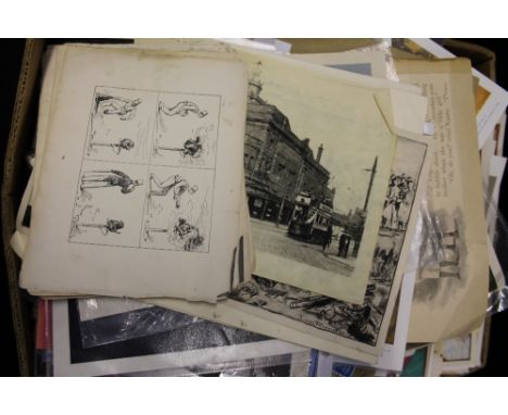 EPHEMERA - a collection of mainly printed pictures from books, to include Victorian engravings, lithograph prints, two 1930's
