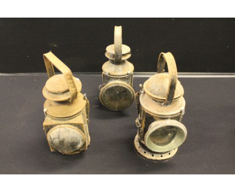 RAILWAYANA - a collection of lamps to include x3 railway lamps (a BR lantern with burner glass intact, a BR(W) burner enclose