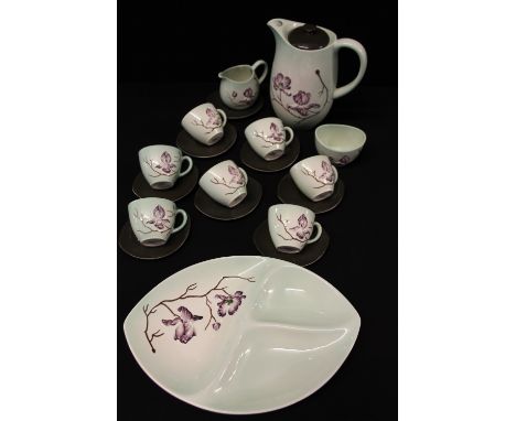 CARLTON WARE - AUSTRALIAN DESIGN - A coffee set comprising of a coffee pot (A/F), cream (A/F), sugar and 6 cups & saucers, to