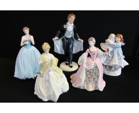 COALPORT - WORCESTER - WEDGWOOD FIGURES - 5 figures to include a Worcester First Dance (A/F), Coalport Dearest Rose no.4682, 