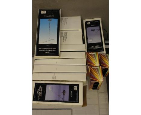 BOXED LIGHTING - a collection of boxed lighting to include x6 swing arm standard lamps, x4 desk lamps, and x3 Expelec disco l