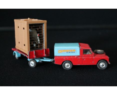 CHIPPERFIELDS CORGI - an unboxed Chipperfields Circus Land-rover with Elephant Cage on trailer (gift set 19). Fair condition.