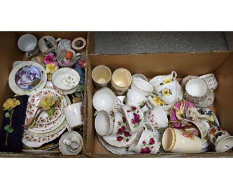 Ceramics - a Colclough red rose pattern tea set for six; other table china including Coalport, Elizabethan, Regency, etc; a G
