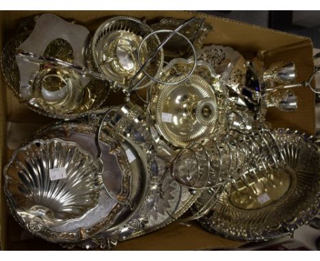 Plated Ware - Victorian and later including baskets, trays, egg cup stand, chamber stick, toast racks, etc