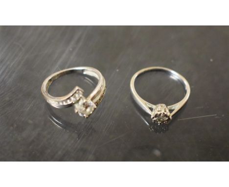 Jewellery - a diamond solitaire ring, round old brilliant cut, approx 0.10ct, whte gold crown claw, 9ct white gold shank, siz