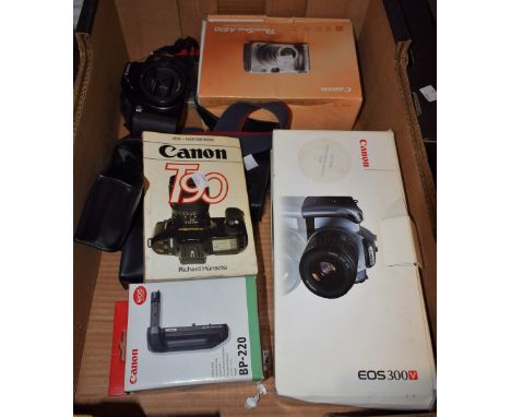 Photography - A Canon EOS 300V 35mm SLR camera body, boxed; A Canon BP-220 battery pack, boxed; A Canon EOS 500 35mm SLR came