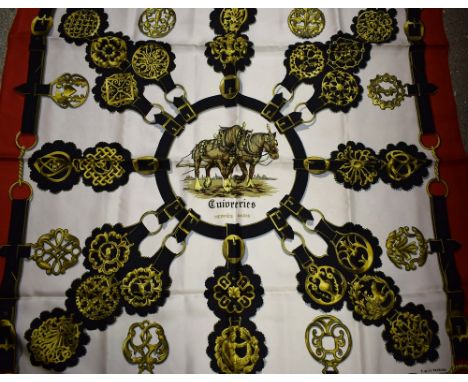 Lady's Accessories - a Hermes silk scarf, Cuivreries by F. de La Perriere