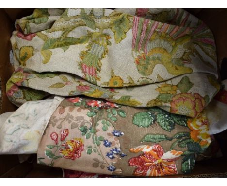 Textiles - vintage linen curtains and fabric, c.1940's