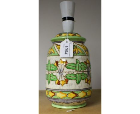 A Charlotte Rhead tube lined lamp base, pattern number TL97E