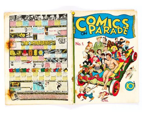 Comics On Parade #1 (1938). Starring Tarzan by Hal Foster, L'il Aloner by Al Capp, Fritzi Ritz, Ella Cinders, Captain and the