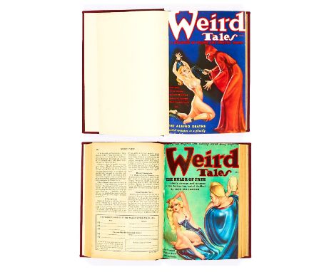 Weird Tales (1936) Vol. 27: No 3, 4, 5. In bound volume. Bright fresh covers, light tan supple pages, back covers removed in 
