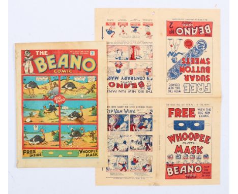Beano Comic No 1 (1938). With Beano No 1 and No 2 Flyer 8 pg Mini Comic. First appearances of Big Eggo, Lord Snooty, Little P