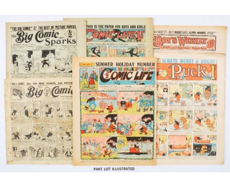 Propaganda WWI issues (1914-18). Big Comic 140, 153, 211-213, Boy's Weekly 3, 5, 11, Comic Life 893 Summer Holiday Number, 10