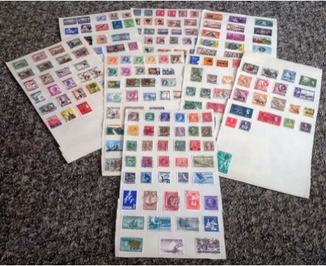 Commonwealth stamp collection 8 loose album pages countries include South Africa, South West Africa, Rhodesia, Canada and Ken