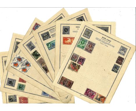 Commonwealth stamp collection 20 loose album pages includes Bahamas, Bermuda, Cayman Islands, Gold Coast and Jamacia. Good co