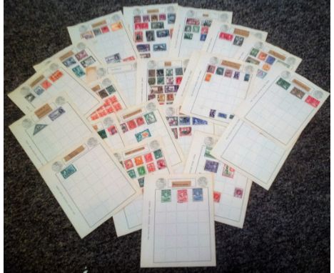 Commonwealth stamp collection 29 loose album pages countries include Ceylon, Cyprus, India, Malta and New Zealand. Good condi