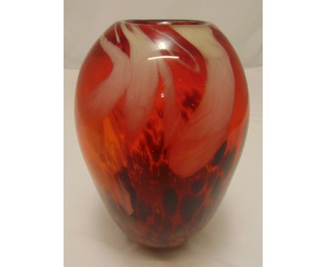 Murano ovoid ruby flame like finish glass vase, 31cm (h)