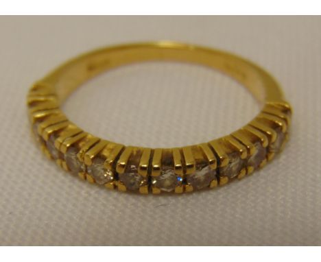 18ct yellow gold half eternity diamond ring, approx total weight 3.2g