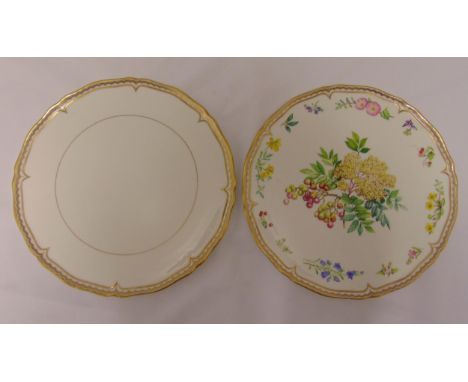 Two Royal Worcester decorative plates with gilded borders, one decorated with floral sprays, 33cm (dia)