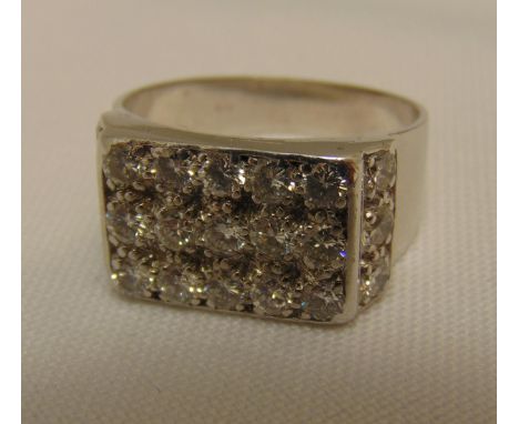 White metal and diamond gentlemans ring, tested 18ct, approx total weight 13.0g