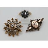 1 Brosche wohl ungest./undeutl. gest. wohl GG 14ct. (Säure hält) mit Altschliffbrill. bis zu ca. 0,2
