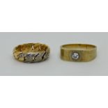 1 beweglicher Ring GG/WG 18ct. mit kleinen Brillanten sowie 1 Herrenring GG 14ct. mit Altschliffbril