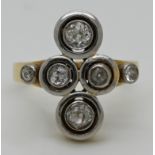 1 Damenring GG 14ct. mit Altschliffbrillanten bis zu ca. 0,22ct., wohl Umarbeitung aus Art déco-Ring