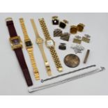 1 Konv. Schmuck u.a., je wohl Silber (ca. 14 Teile) sowie 1 Konv. Schmuck/Uhren je Metall z.T. vergo