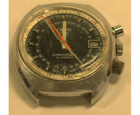 A gents Oris steel cased chronometer wristwatch, having signed black dial, date aperture, fine inner and outer scale, and ora