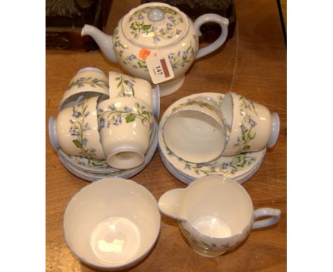A Shelley 6-place setting tea service in the Harebell pattern No. 13590
