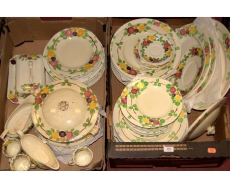 An extensive Ridgeways Bedfordware hand painted tea and dinner service in the California pattern 6962