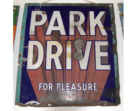 A mid 20th century enamel advertising sign for Park Driver Cigarettes (a/f)