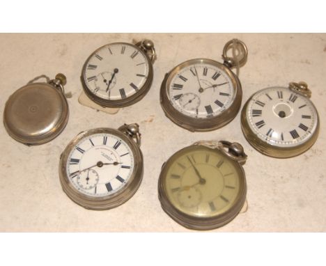 An early 20th century continental silver cased open face pocket watch having an enamel dial with Roman numerals and subsidiar