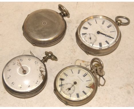 An early 20th century continental silver cased open faced pocket watch having an enamel dial with Roman numerals and subsidia