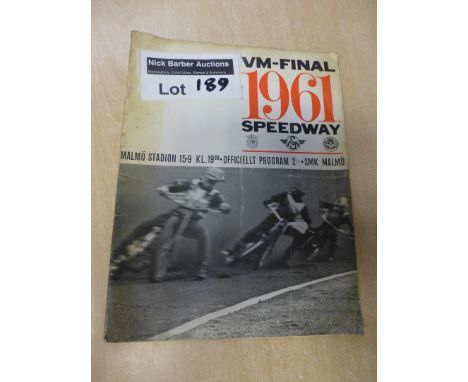 Speedway : World Final Malmo 1961 (15.9.61) programme - first final outside the UK, very collectable - some creases but good 