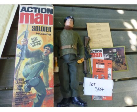 Die-cast : Action Man soldier by Palitoy with gripping hands - no. 34052 boxed in superb condition.