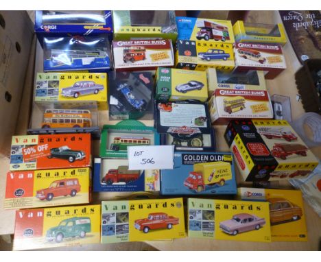 Die-cast : Nice collection of boxed vehicles, incl many Vanguard, buses, Corgi etc (30).